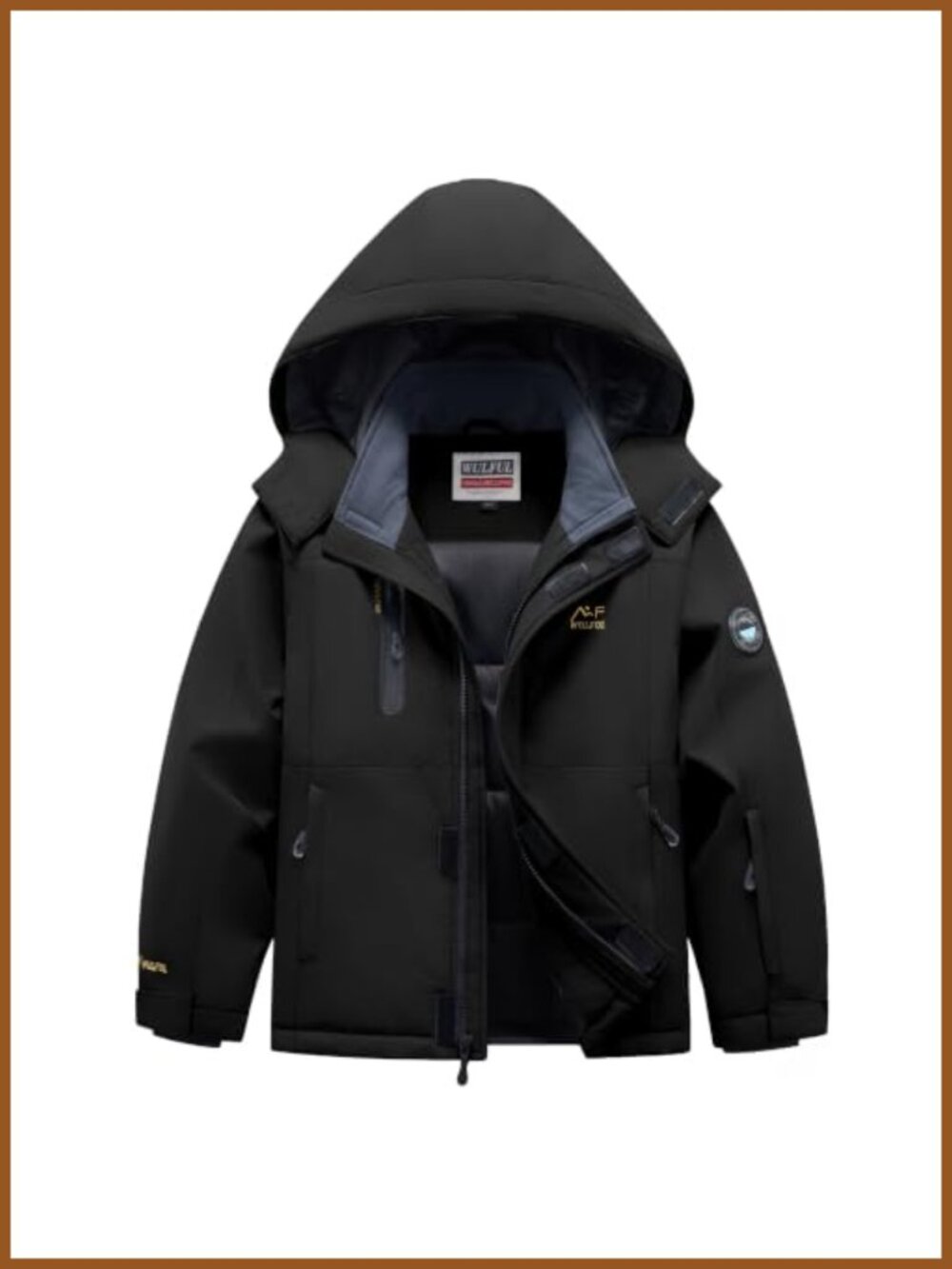 Kids Waterproof Ski Jacket Quilted Fleece Hooded Snow Coat